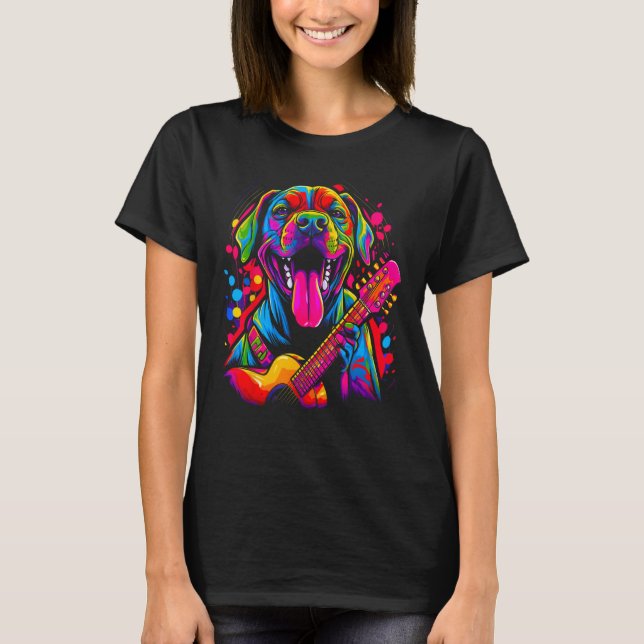 Camiseta Boxer Dog Pop Guitarist (Frente)