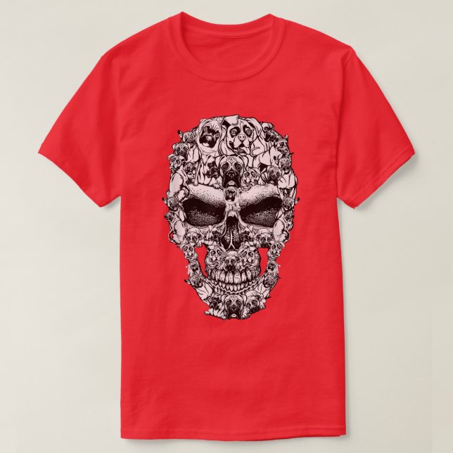 Camiseta Boxer Dog Skull Skeleton Costume Halloween (Frente do Design)