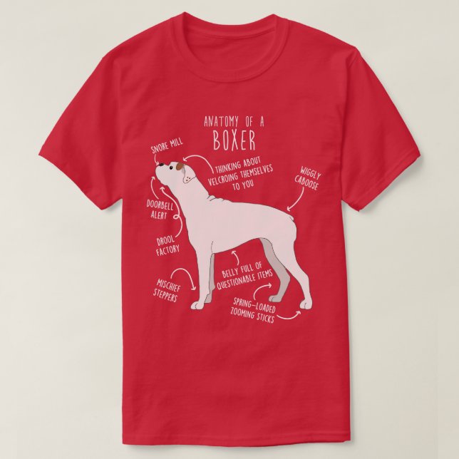 Camiseta Boxer Dog White Check Anatomia 1 (Frente do Design)