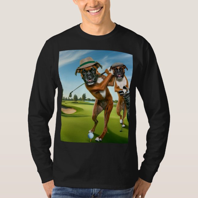 Camiseta Boxer Dogs Playing Golf (Frente)