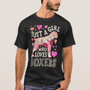 Camiseta Boxer É Uma Menina Que Ama Boxers Cachorros Flores