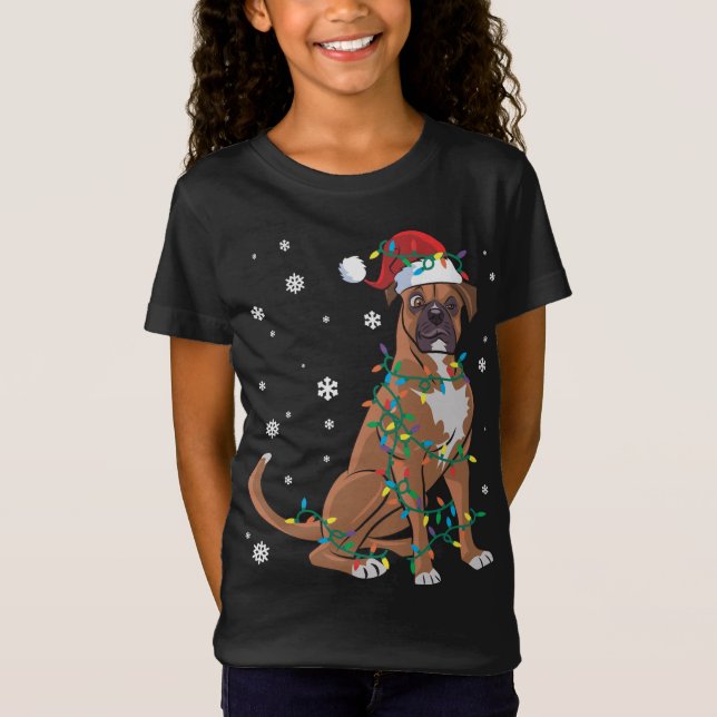 Camiseta Boxer Embalado Em Cão De Luz De Natal (Frente)