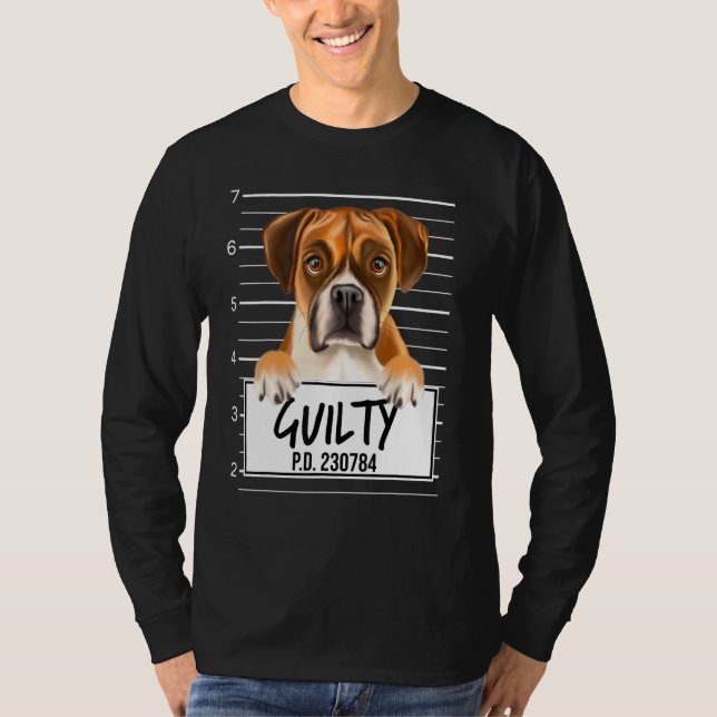 Camiseta Boxer Foto de Acusado Cão Culpado (Frente)