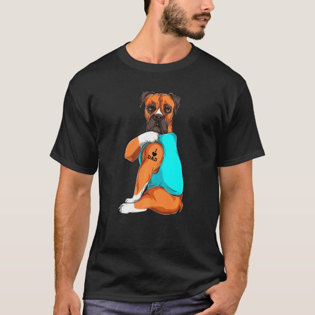 Camiseta Boxer I Love Pai Tattoo Roupa Dog Pais (Frente)