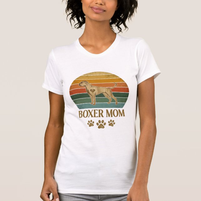 Camiseta Boxer Mãe Cachorro Retro Pôr do Sol Pegadas_1 (Frente)