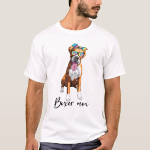 Camiseta Boxer Mãe Cachorro Tie Dye Bandana Óculos escuros