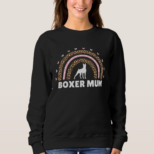 Camiseta Boxer Mãe Mamãe Arco-Íris Leopardo Boxer Cachorro  (Frente)