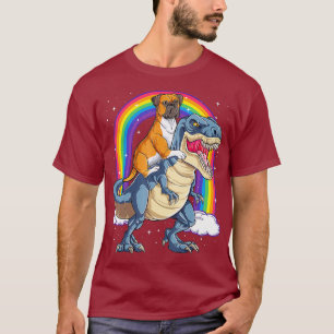 Camiseta Boxer Riding Dinossaur T rex Gift Dog Lover Boys
