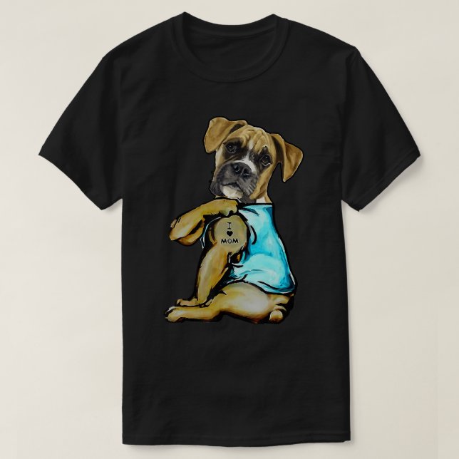 Camiseta Boxer Tattoos Eu Adoro Dia de as mães de presente  (Frente do Design)