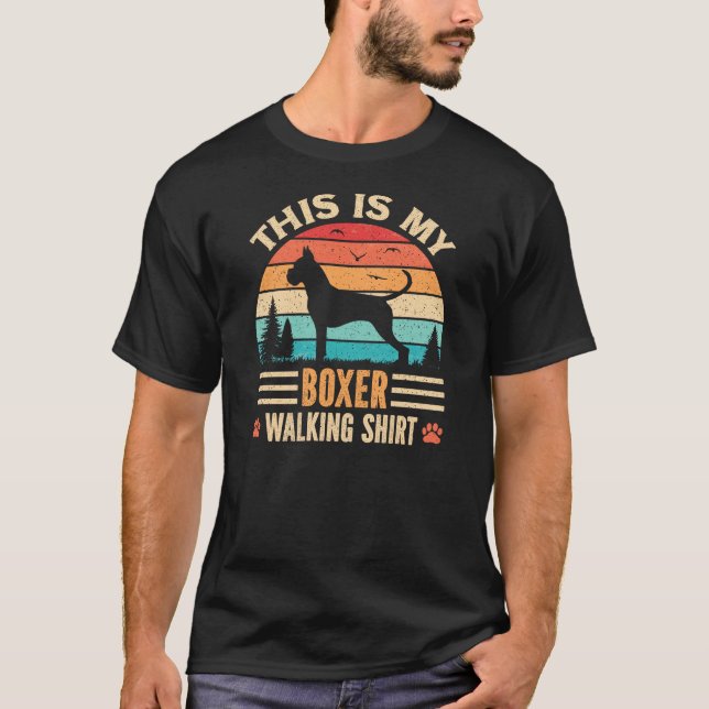 Camiseta Boxer Walking Dad German Dog Walker Retro Sunset (Frente)