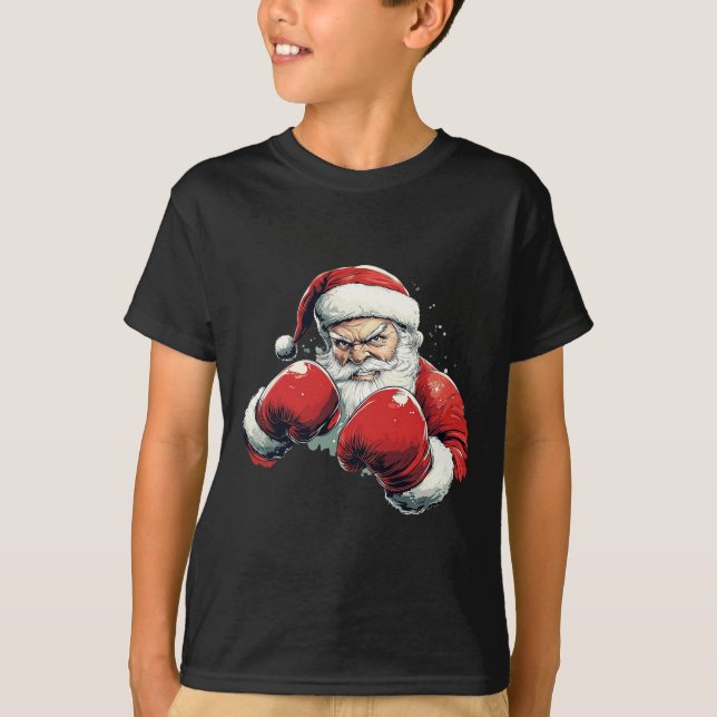 Camiseta Boxing do Papai Noel - Papai Noel com Luva Boxing (Frente)