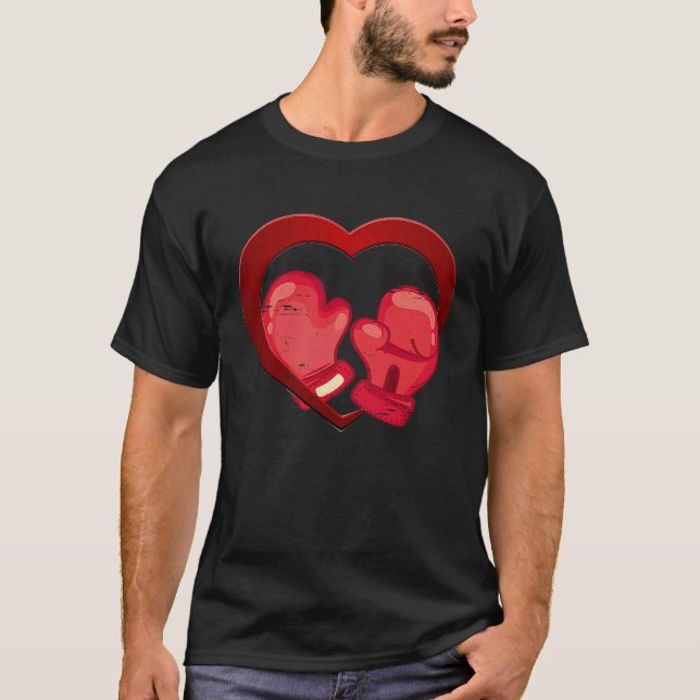Camiseta Boxing Heart Valentine's Day Mens Womens Teen Boys (Frente)