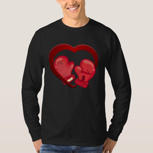 Camiseta Boxing Heart Valentine's Day Mens Womens Teen Boys (Frente)