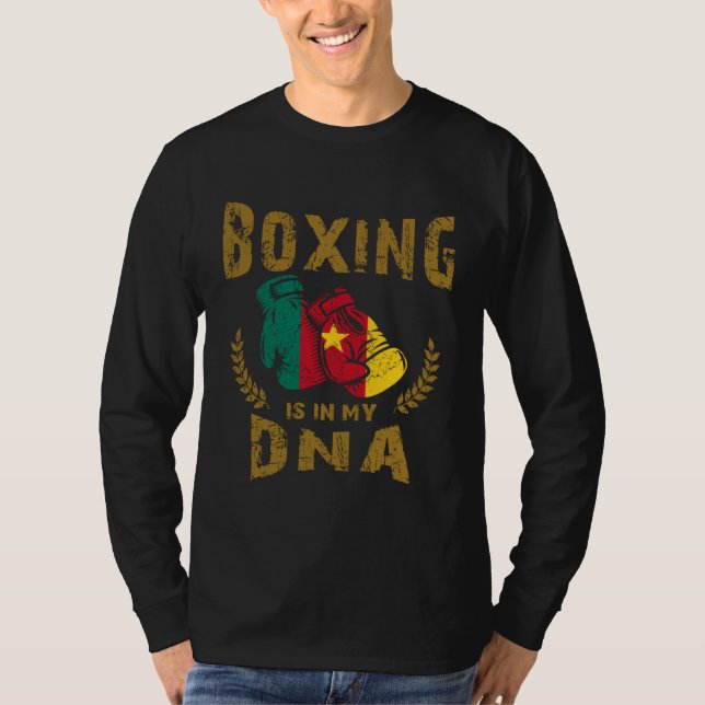 Camiseta Boxing is in my D N A Cameroon Flag Boxing Gloves (Frente)