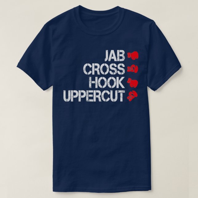 Camiseta Boxing Jab Cross Hook Uppercut Boxer Martial Artes (Frente do Design)