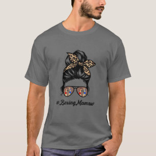 Camiseta Boxing Mamaw Messy Hair Bun Leopard Mulheres Mãe