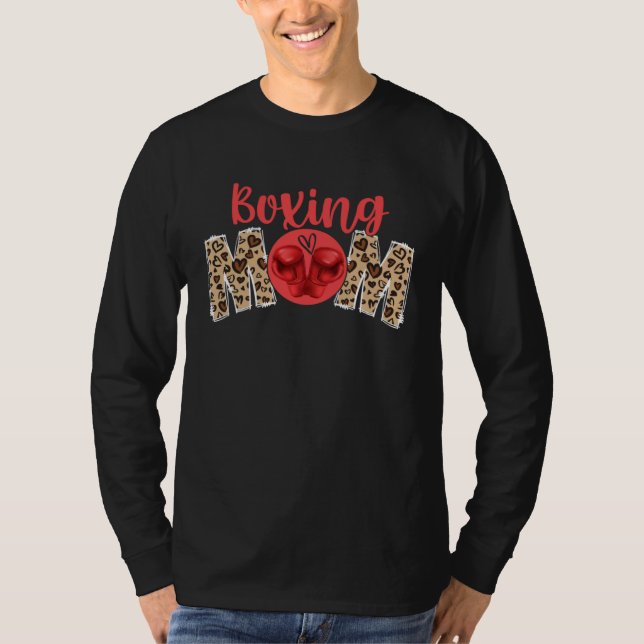 Camiseta Boxing Mom Leopard Print Cute Mother s Day Sport (Frente)