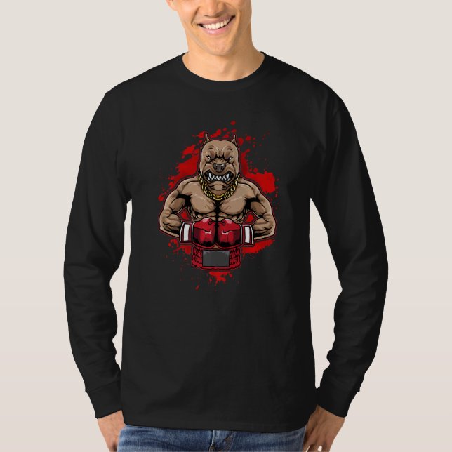 Camiseta Boxing Pit Bull ama Pitbulls Workout Animal (Frente)