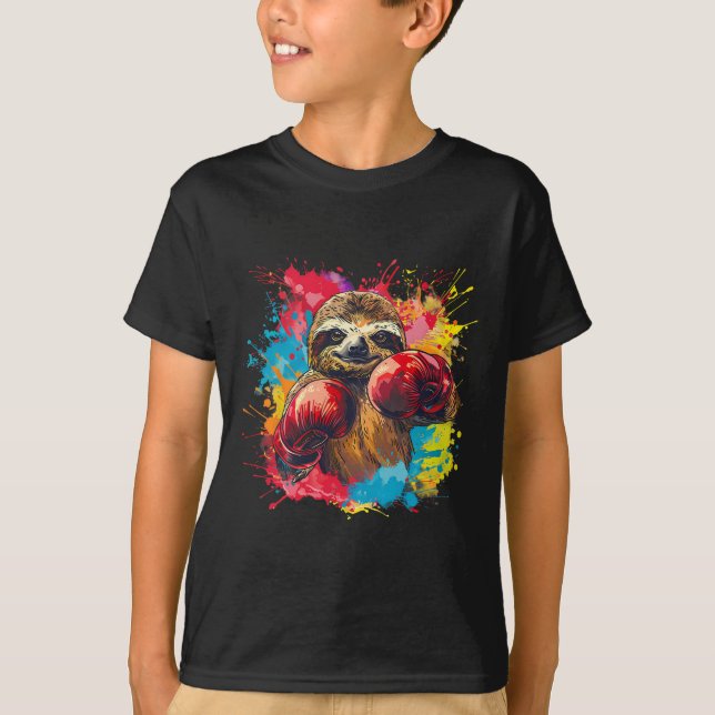 Camiseta Boxing Sloth Lover Boxing Gloves Kickboxing Funny  (Frente)
