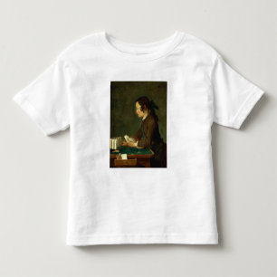 Camiseta Boy Building a Castle of Cards (óleo na canvas)