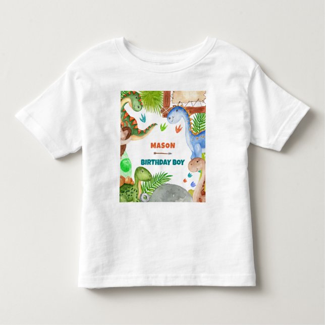 Camiseta Boy Dinosaur 3rd Birthday Invitation (Frente)