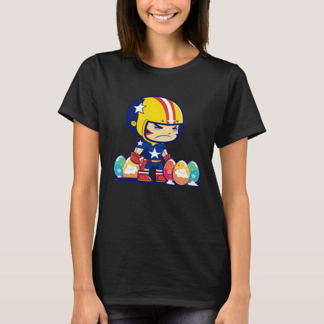 Camiseta Boy Helmet Easter Eggs Football Easter (Frente)