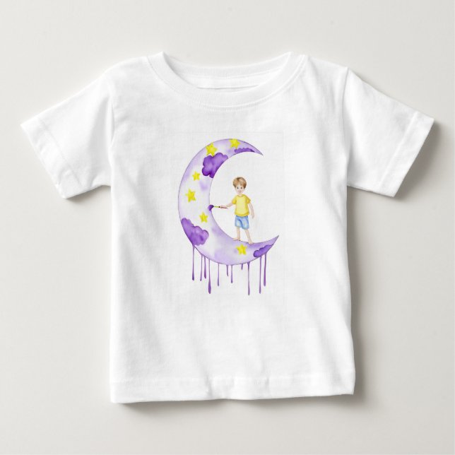 Camiseta Boy Painting Crescent Moon  (Frente)