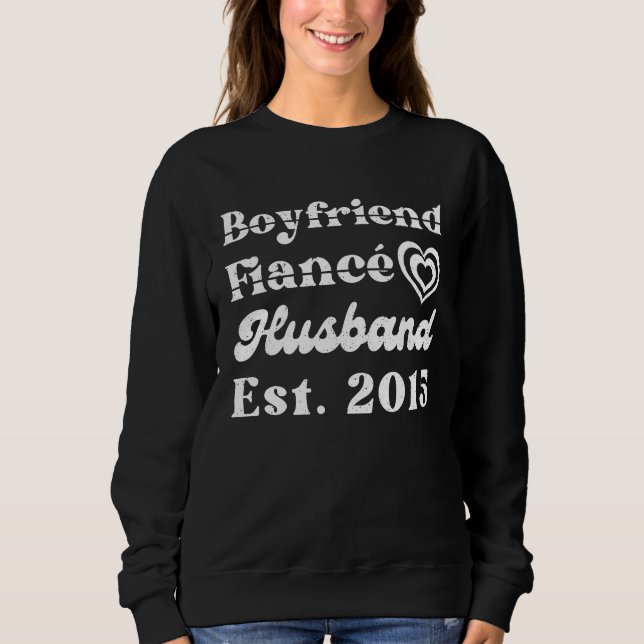 Camiseta Boyfriend Fiance Husband Est 2015 Wedding Annivers (Frente)