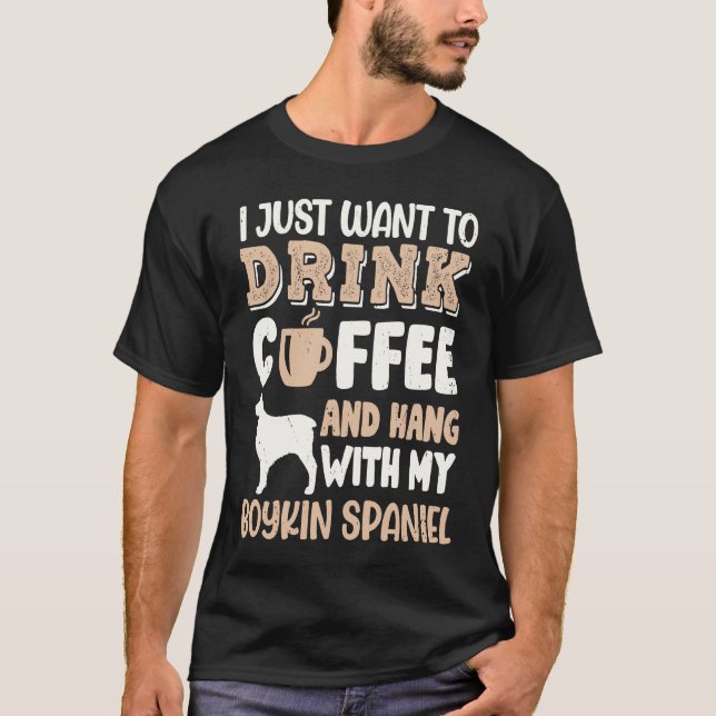 Camiseta Boykin Espanhol Bebe Café Mão Com Cachorro Mãe (Frente)