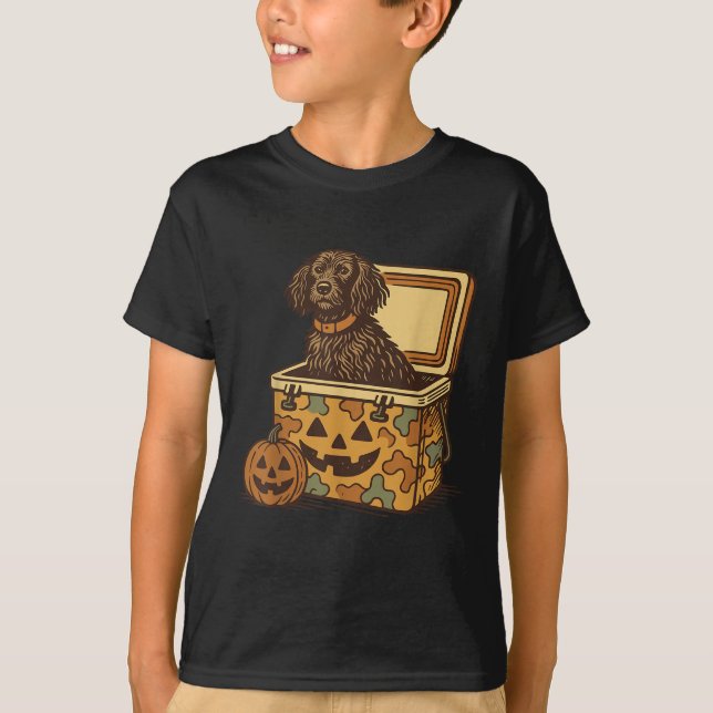 Camiseta Boykin Spaniel Em Camo Cooler Pumpkin Caça Caça (Frente)