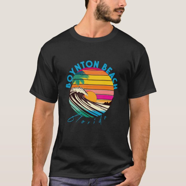 Camiseta Boynton Beach Retro 1980s Style Florida Beach (Frente)