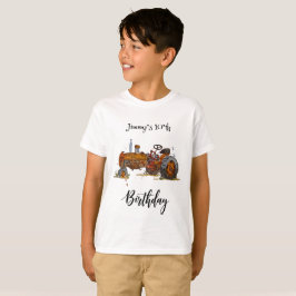 Camiseta Boys birthday party with antique tractor design