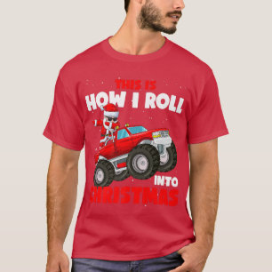 Camiseta Boys Christmas Dabbing Santa Claus Monster Truck K