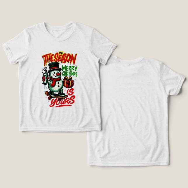 Camiseta Boys’ Christmas Snowman Cool Holiday (Design Frente e Verso)