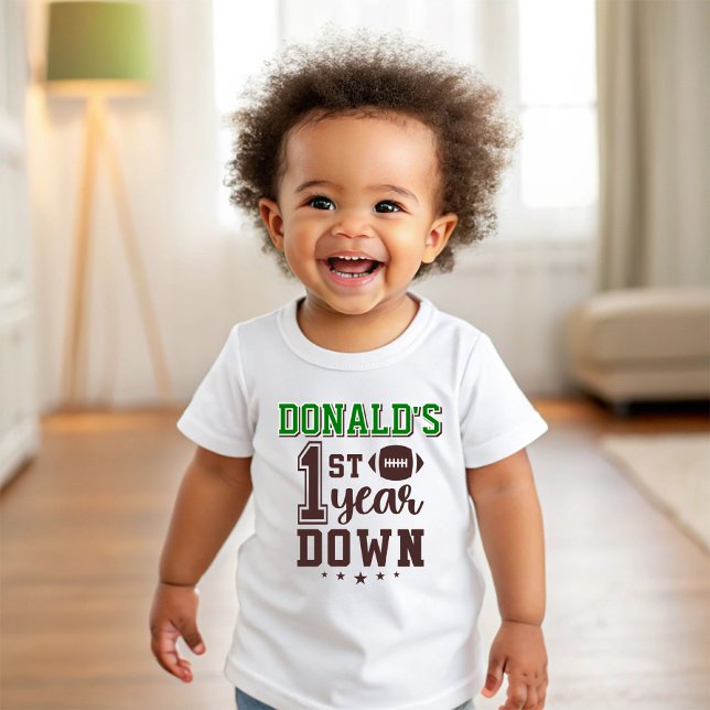 Camiseta Boy's Football First Year Down 1st Birthday (Criador carregado)