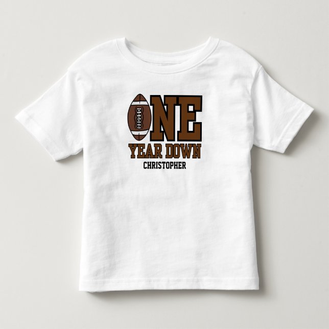 Camiseta Boys Football First Year Down 1st Birthday Party (Frente)