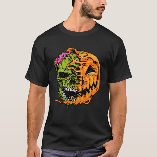 Camiseta Boys Halloween Pumpkin Skull Zombie (Frente)