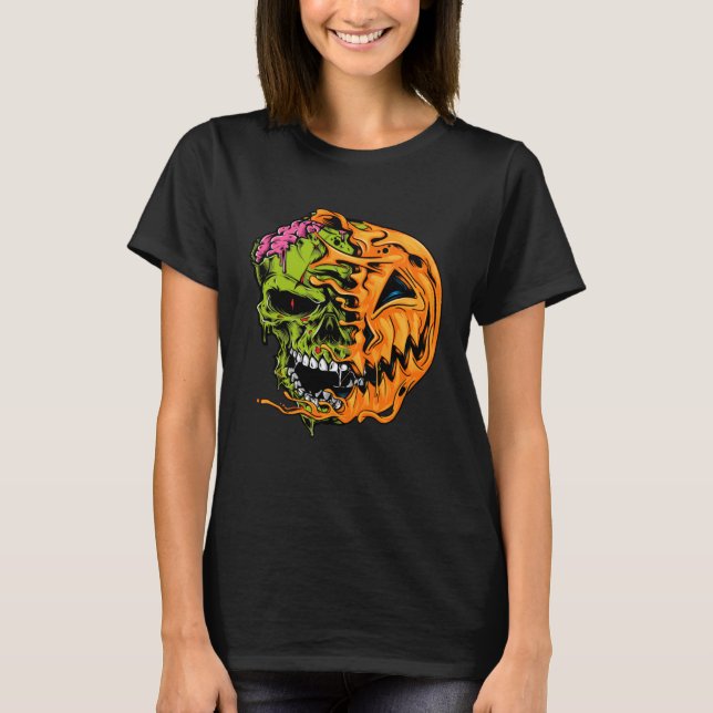 Camiseta Boys Halloween Pumpkin Skull Zombie (Frente)