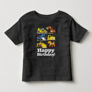 Camiseta Boys Happy Birthday Construction Digger Excavator