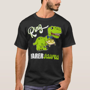 Camiseta Boys Ring Bearer Design Dinossaur Rex Casamento