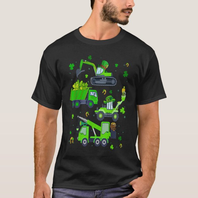 Camiseta Boys St Patricks Day Crane Truck Construction Todd (Frente)