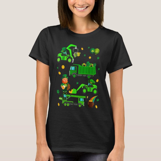 Camiseta Boys St Patricks Day Crane Truck Construction Todd (Frente)