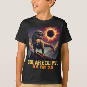 Camiseta Boys T Rex Dinossauro Astronauta Total Eclipse Sol