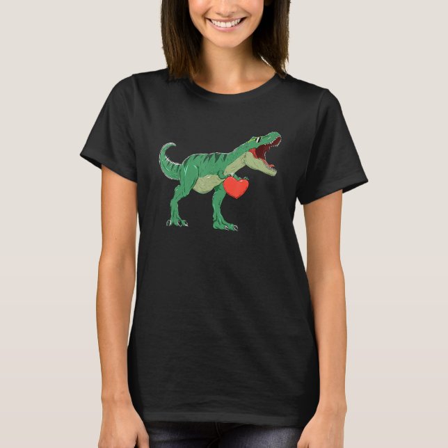 Camiseta Boys Valentines Day Shirt Kids T Rex Dinosaur I St (Frente)