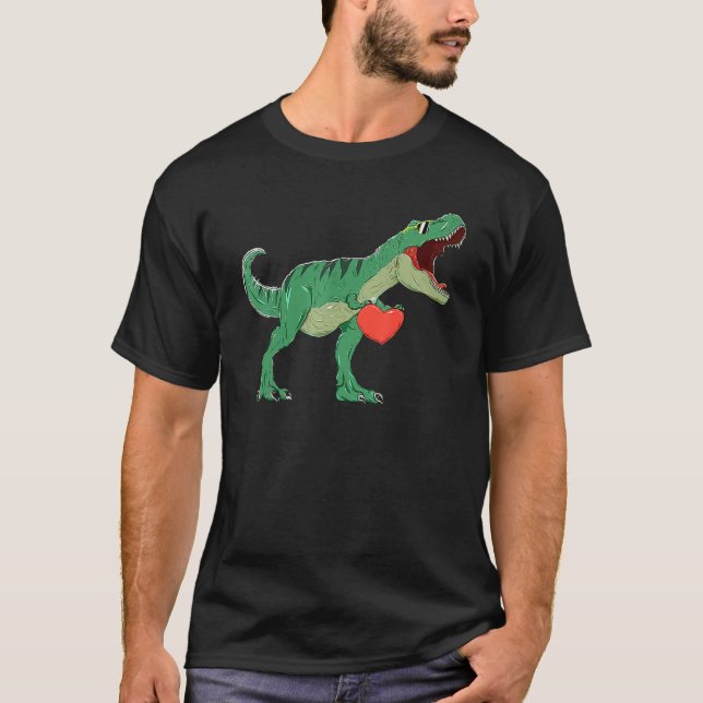 Camiseta Boys Valentines Day Shirt Kids T Rex Dinosaur I St (Frente)