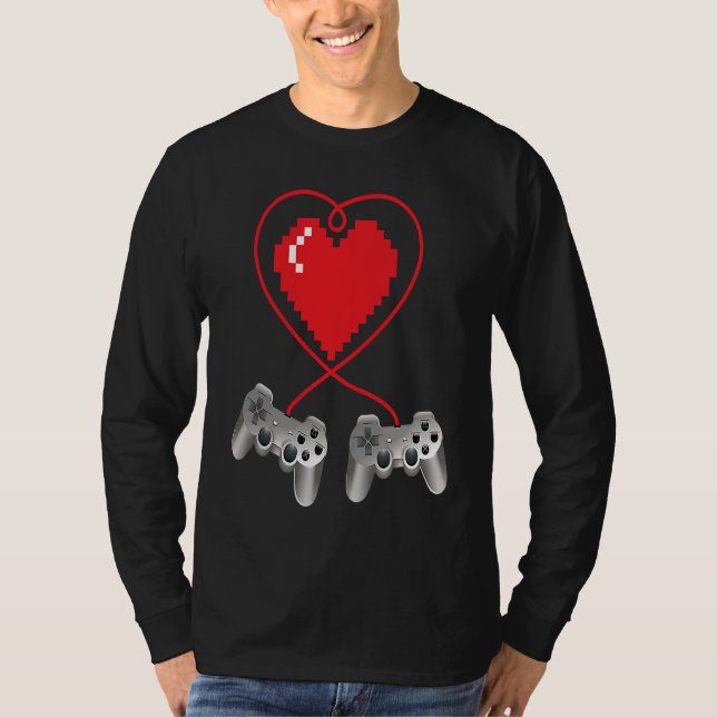 Camiseta Boys Valentines Day Video Game Controller Heart Ga (Frente)