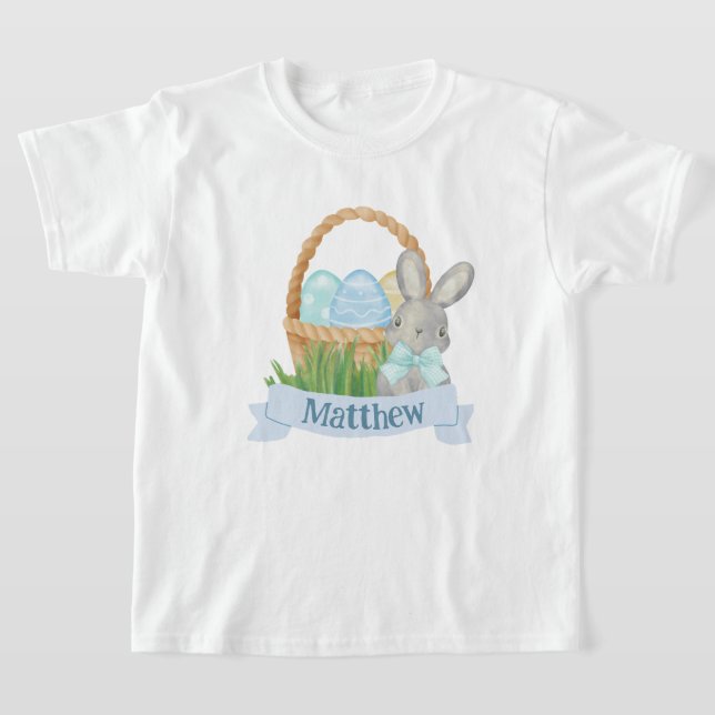Camiseta Boys Watercolor Blue Páscoa Basket (Postura )