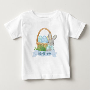 Camiseta Boys Watercolor Blue Páscoa Basket