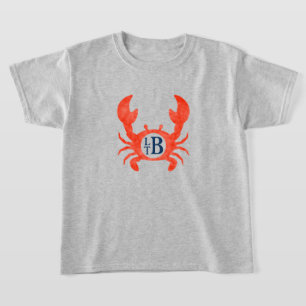 Camiseta Boys Watercolor Caranguejo Monograma Círculo T-Sh