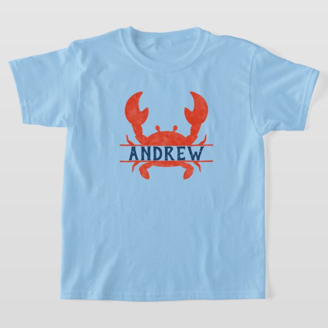 Camiseta Boys Watercolor Crab Split Name (Postura )